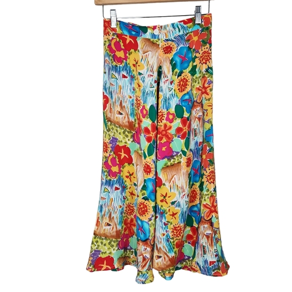 Breeches Vintage 100% Silk Gardengirl Floral Skirt Vibrant Color Women's Size 4 - Picture 5 of 10
